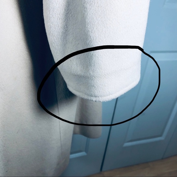 Vintage Cashmere Mink Fur Collar Pockets Coat Jacket Beige Size Large - Picture 15 of 16